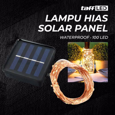TaffLED Lampu Hias String Lights Waterproof 100 LED with Solar Panel - M071 - Warm White