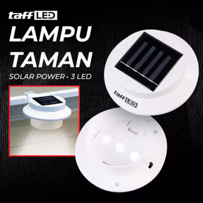 TaffLED Lampu Taman Hias Pagar Outdoor Solar Power 3 LED Cool White - 07 - White