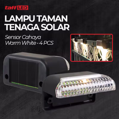 TaffLED Lampu Taman Outdoor Deck Light Solar Panel Warm White 3000K - L20 - Black