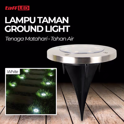 TaffLED Lampu Taman Hias Tanam Ground Light Solar IP65 8 LED - CL-022 - White