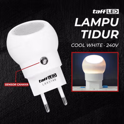 TaffLED Lampu Tidur LED EU Plug Sensor Cool White 240V 0.5W - LXX3148 - White