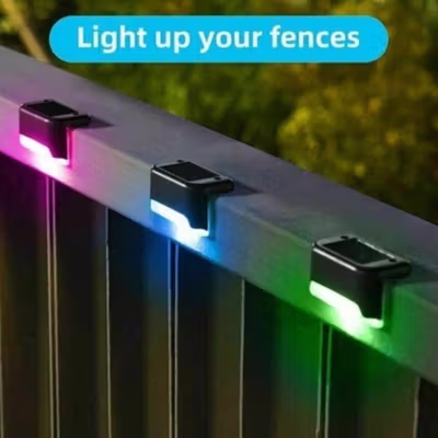 YANKE Lampu Taman Hias Pagar Balustrade Light Solar IP65 RGB 4 PCS - YA80 - Black