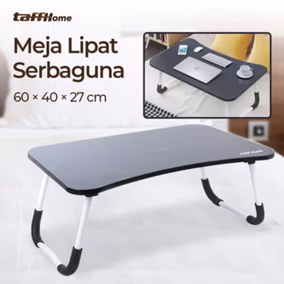TaffHOME Meja Lipat Serbaguna Laptop Portable Desk Minimalist Design - BO60 - Black