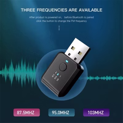 Kebidumei USB Dongle Car Bluetooth 5.1 FM Transmitter Adaptor - FM01 - Black