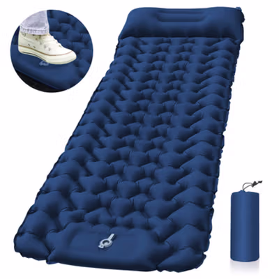 TaffSPORT Kasur Matras Angin Manual Sleeping Pad Waterproof Single - SB-18 - Blue