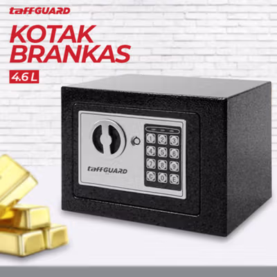 TaffGUARD Kotak Brankas Hotel Mini Password Safe Deposit Box 4.6L - EB30 - Black