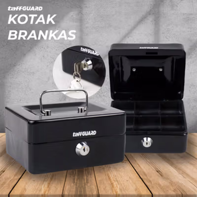 TaffGUARD Kotak Brankas Uang Safebox Key Lock 15.2x12.2x7.6cm - JJZS68 - Black