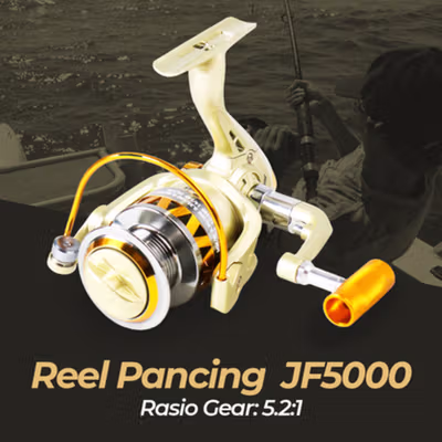 YUMOSHI Reel Pancing Spinning 5.2:1 Gear Ratio - JF5000 - Golden