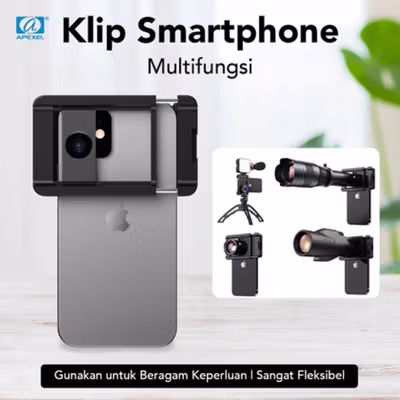 APEXEL Klip Smartphone Multifungsi Holder for Lens Telescope 95mm - APL-F001 - Black