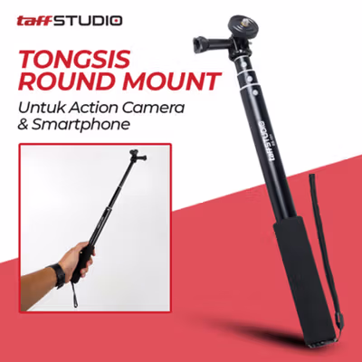 TaffSTUDIO Tongsis Monopod Round Mount for Action Camera / Smartphone - SS-101 - Black