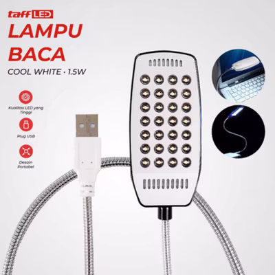 TaffLED Goodland Lampu Baca LED USB Mini Fleksible Cool White 1.5W 28 Led - LZY-028 - Black