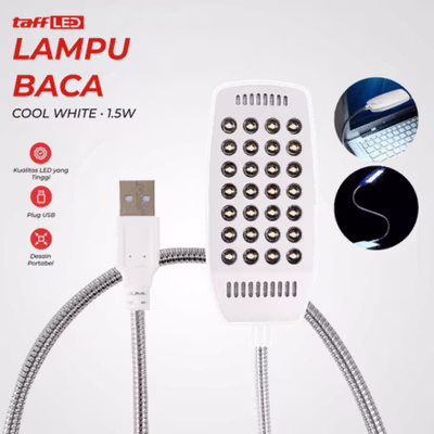 TaffLED Goodland Lampu Baca Mini LED USB Cool White 1.5W with Switch 28 Led - LZY-028 - White