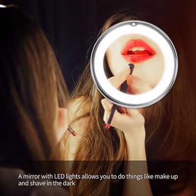 Mirroair LED Make Up Mirror Cermin Lampu Kaca Pembesar 10X - CY026 - White