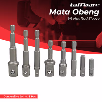 Taffware Mata Obeng 1/4 Hex Rod Sleeve Convertible Joints 8 PCS - Silver