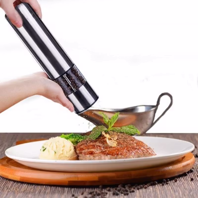 Penggiling Lada Elektrik Adjustable Salt Pepper Mill Grinder 100ml - 15CE7 - Silver