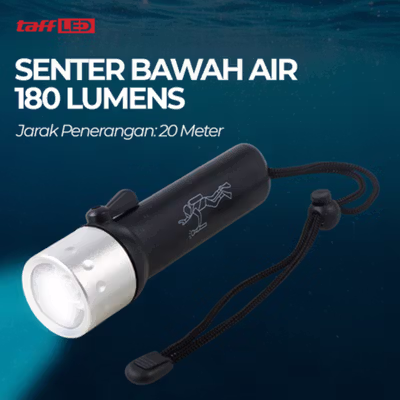 TaffLED Senter Bawah Air Scuba Diving Q5 180 Lumens - WY6018 - Black