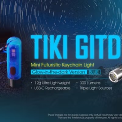 NITECORE Senter LED OSRAM P8 Rechargeable Waterproof IP66 300 Lumens - TIKI GITD - Blue