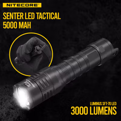 NITECORE Senter LED Luminus SFT-70 Tactical IP68 3000 Lumens - P23i - Black