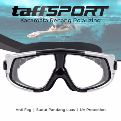 TaffSPORT Kacamata Renang Polarizing UV Protection Anti-Fog - GOG-3610 - Silver Black