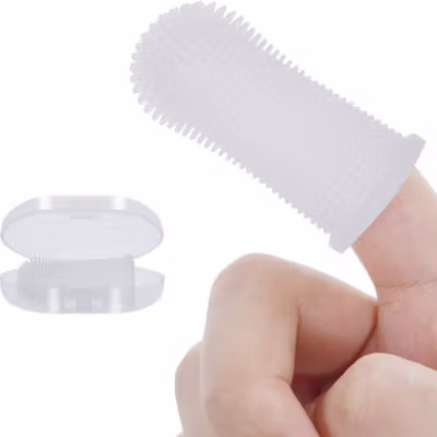 Aliye Sikat Gigi Jari Anjing Kucing Silikon Pet Finger Toothbrush - AL21 - White