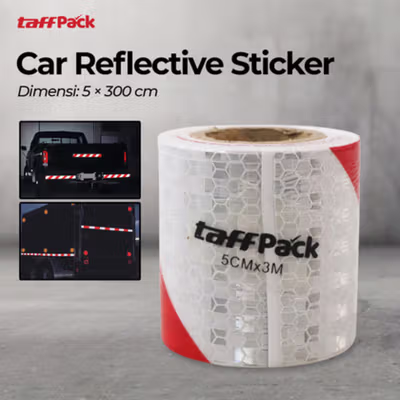 TaffPACK Car Reflective Sticker Warning Strip Tape Two Color 5x300cm - Painting Red
