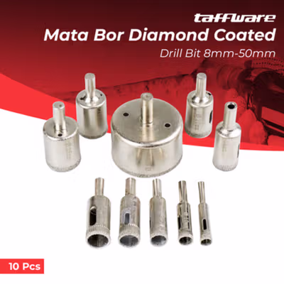 Taffware Mata Bor Diamond Coated Hole Drill Bit 8mm-50mm 10 PCS - GJ0106 - Silver