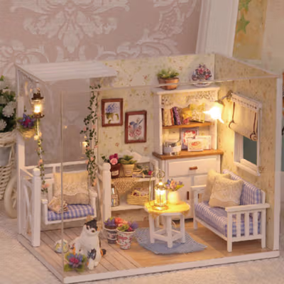Cute Room Miniatur Rumah Boneka 3D DIY 1:24 Kitten Diary - 3013 - White