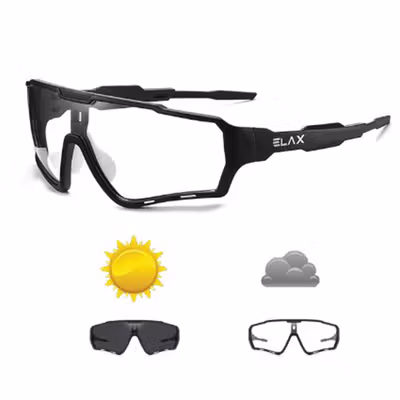 ELAX Kacamata Sepeda Lensa Photochromic Sport Sunglassses Full Frame - AP1 - Black