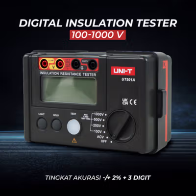 UNI-T Digital Insulation Resistance Voltage Tester 100-1000 V - UT501A - Black