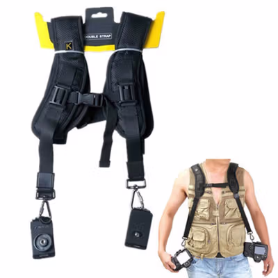CADeN Tali Kamera Bahu untuk DSLR Camera Double Strap Belt - K002 - Black