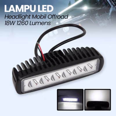 GLOBAL Lampu Sorot Mobil PMMA LED Floodlight Cool White IP67 18W 24V - GB-L-183 - Black