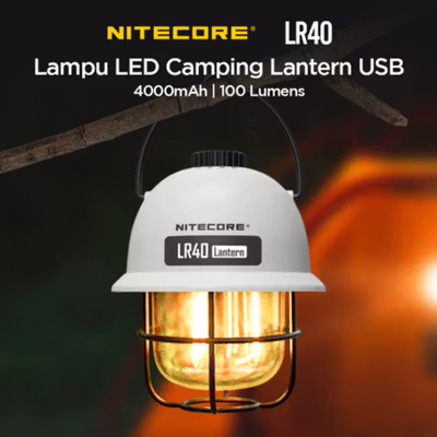 NITECORE Lampu Camping Tenda Gantung 3in1 Color 100 Lumens 4000 mAh - LR40 - White