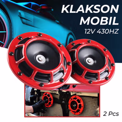 HELLA Klakson Mobil Electric Super Loud Car Horn 12V 110dB 430Hz 2 PCS - HL12 - Red