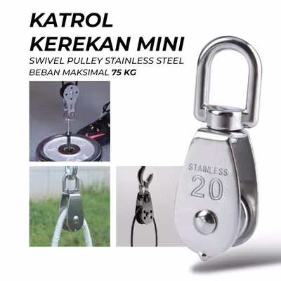 Taffware Katrol Kerekan Mini Serbaguna Swivel Pulley Stainless Steel M20 - Silver
