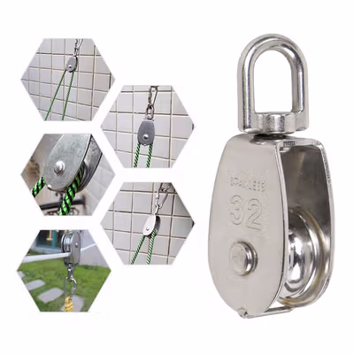 Taffware Katrol Kerekan Mini Serbaguna Swivel Pulley Stainless Steel M32 - Silver