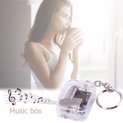 VKTECH Gantungan Kunci Kotak Musik DIY Mechanical Music Box Keychain - MBB18 - Silver