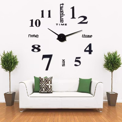 TaffHOME Jam Dinding Besar DIY Giant Wall Clock Quartz 120 cm - MR-101 - Black