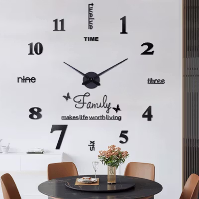 TaffHOME Jam Dinding Besar DIY Giant Wall Clock Quartz 100cm - JM-01 - Black