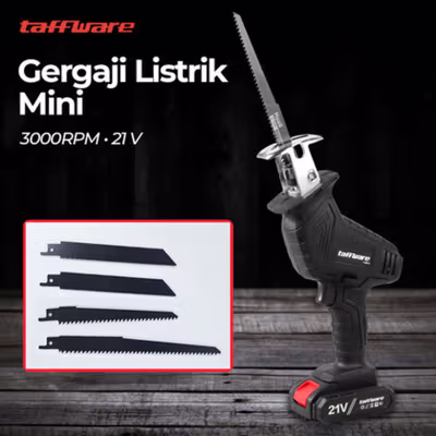 Taffware Gergaji Listrik Mini Cordless Saw 3000RPM 21V 799W - YJ08-4 - Black