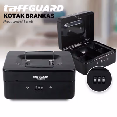 TaffGUARD Brankas Kotak Uang Emas Anti Maling Safety Box 20x16x9cm - HC-20P - Black