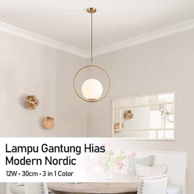 DAR Lampu Gantung Hias Modern Nordic Chandelier 3 in 1 Color 12W 30cm - DA200 - Golden