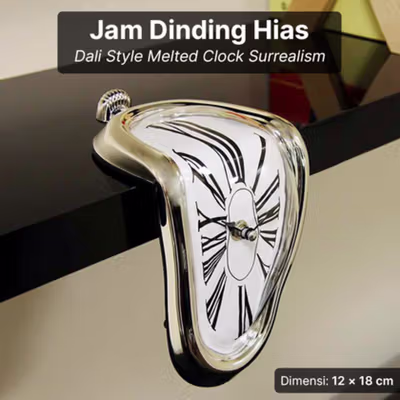 YDJKET Jam Dinding Model Leleh Quartz Melted Clock Salvador Dali Style - YD18 - Silver