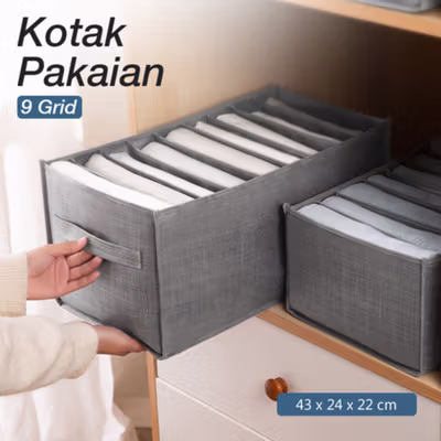 NUHAO Kotak Sekat Pakaian Storage Drawer Divider Box 9 Grid - N9 - Gray
