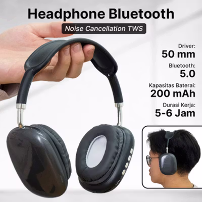 Headphone Bluetooth Gaming TWSTF Card 200mAh - P9 - Black