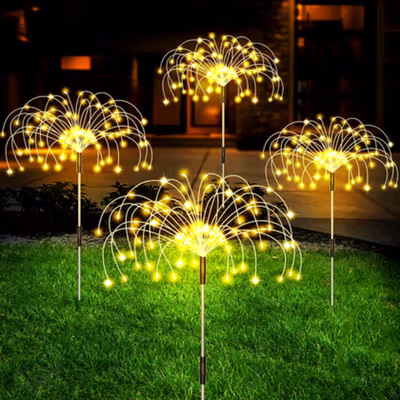 ZTree Lampu Hias Taman LED Fireworks Lights Solar Panel IP65 - Z600T - Warm White