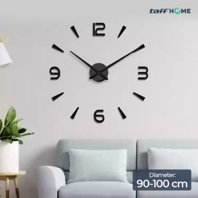 TaffHOME Jam Dinding Bulat DIY Quartz Giant Wall Clock 90-100cm - DIY-104 - Black