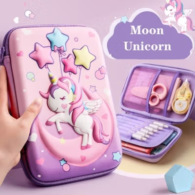 HSD Tempat Pensil Anak Unicorn Pencil Case Pouch Stationery - A1 - Purple