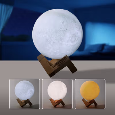 TaffLED Lampu Tidur Bulan 3D Moon Night Light Lamp Rechargeable 12cm - ROX-05 - No Color