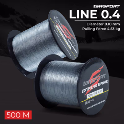 TaffSPORT Senar Benang Tali Pancing Extreme Braid 0.4 500M - FM-PEL - Gray