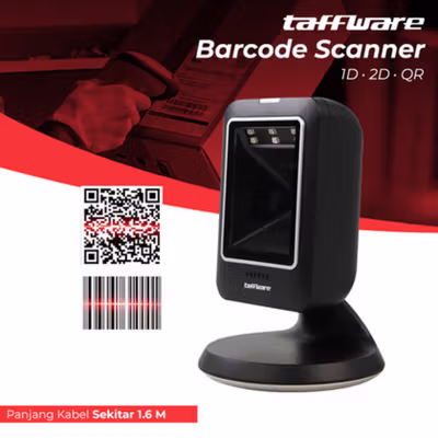 Taffware Desktop Barcode Scanner Portable USB 1D 2D QR - MP6300IR - Black